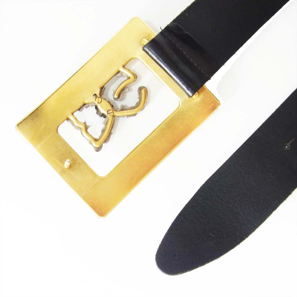 DOLCE&GABBANA ドルチェアンドガッバーナ ロゴ レザー ベルト ブラック系【中古】