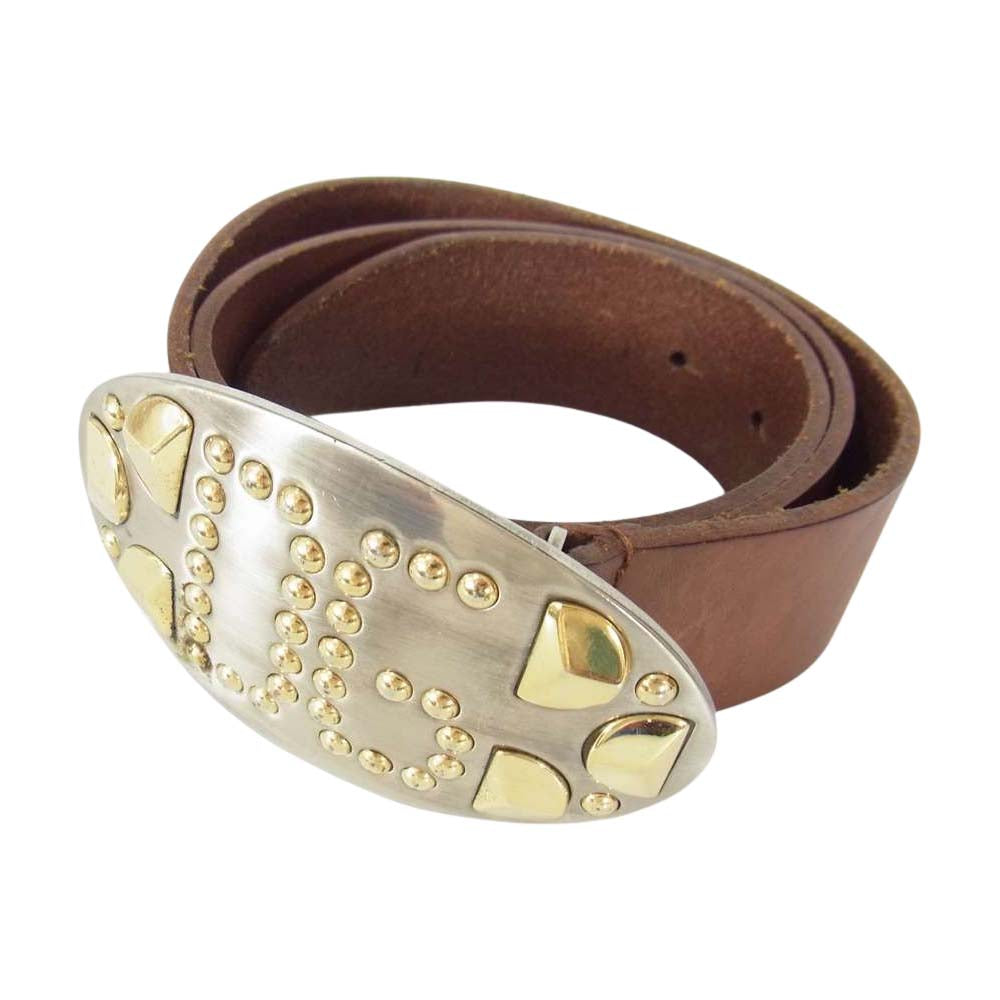 DOLCE&GABBANA ドルチェアンドガッバーナ ロゴ レザー ベルト ブラウン系【中古】