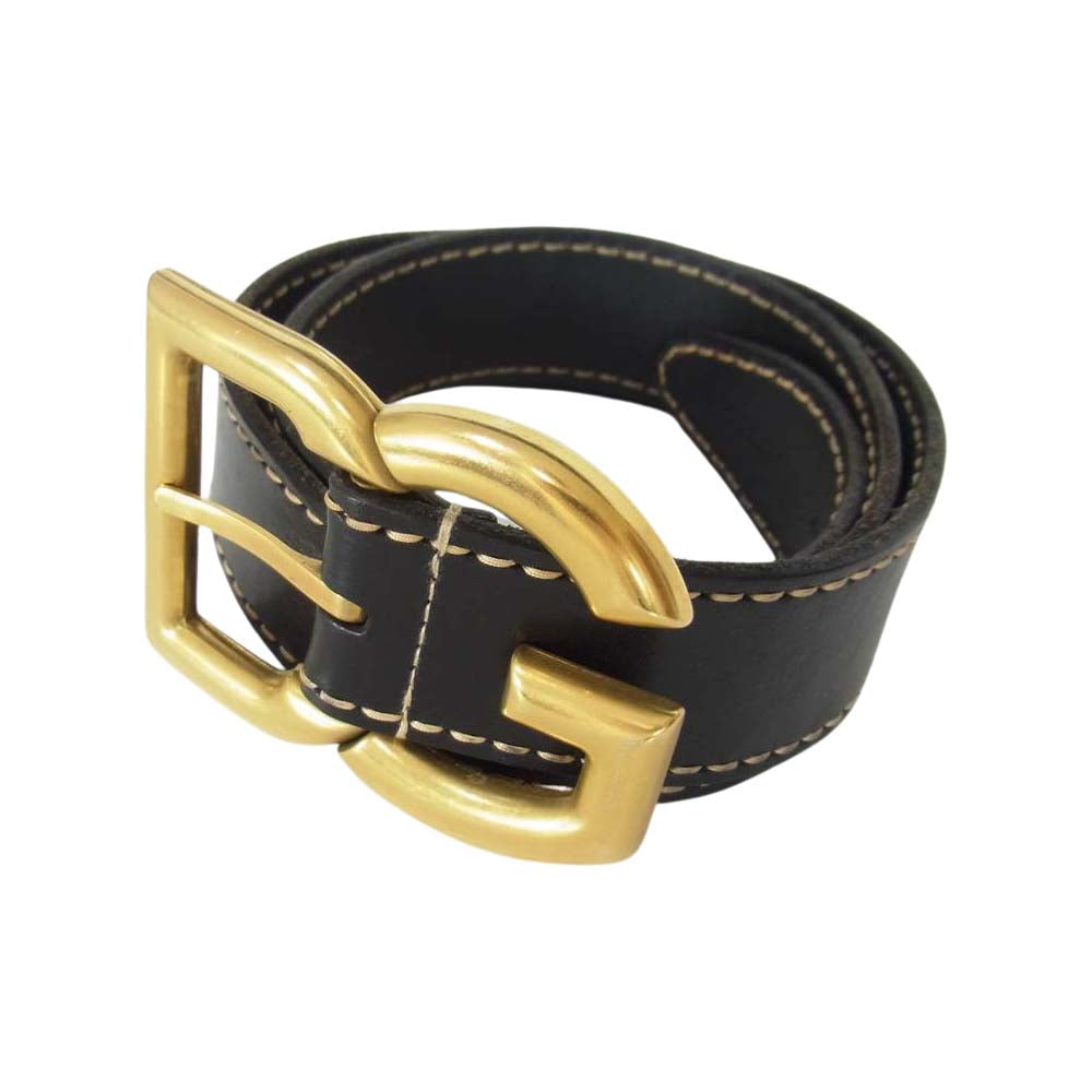 DOLCE&GABBANA ドルチェアンドガッバーナ ロゴ レザー ベルト ブラック系【中古】