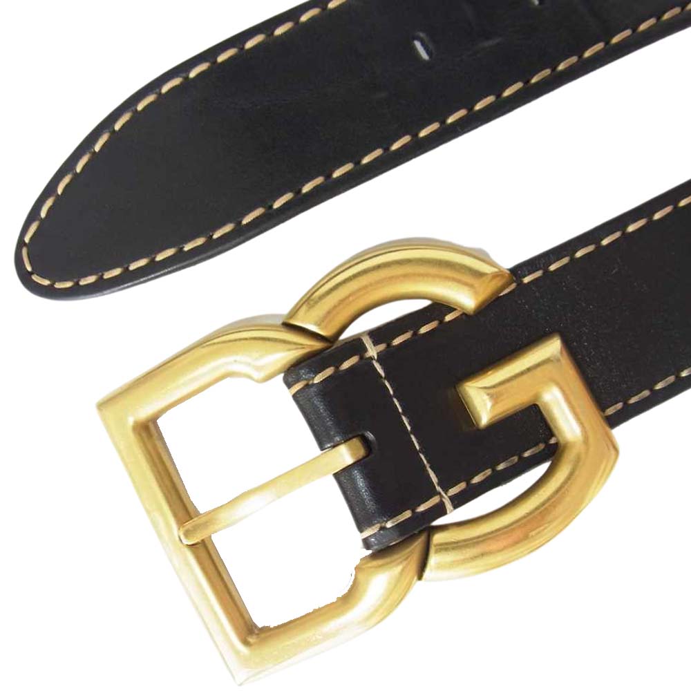 DOLCE&GABBANA ドルチェアンドガッバーナ ロゴ レザー ベルト ブラック系【中古】