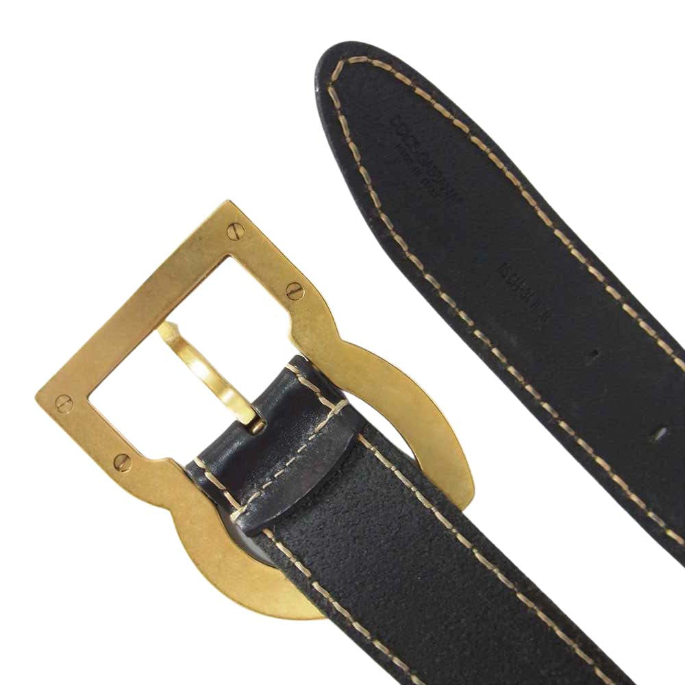 DOLCE&GABBANA ドルチェアンドガッバーナ ロゴ レザー ベルト ブラック系【中古】