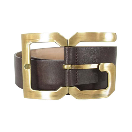 DOLCE&GABBANA ドルチェアンドガッバーナ ロゴ レザー ベルト ブラウン系【中古】