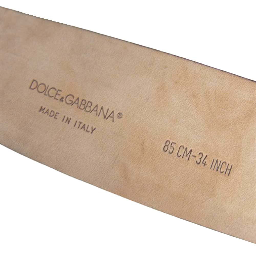 DOLCE&GABBANA ドルチェアンドガッバーナ ロゴ レザー ベルト ブラウン系【中古】
