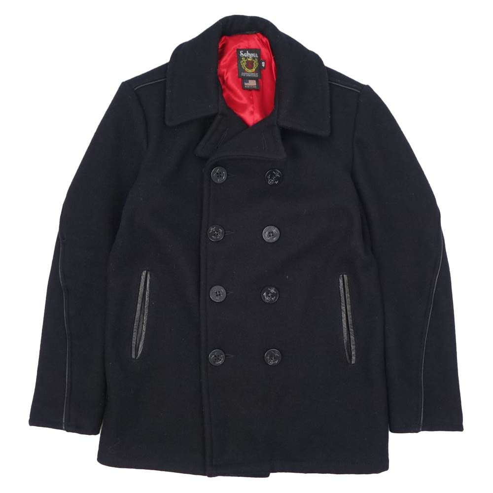 schott ショット 740C USA製 PEACOAT LEATHER PIPING ウール ピーコート レザーパイピング 40【中古】