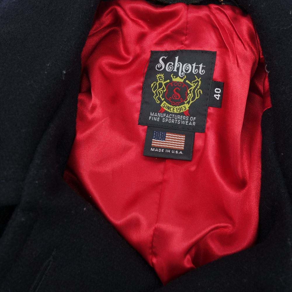 schott ショット 740C USA製 PEACOAT LEATHER PIPING ウール ピーコート レザーパイピング 40【中古】