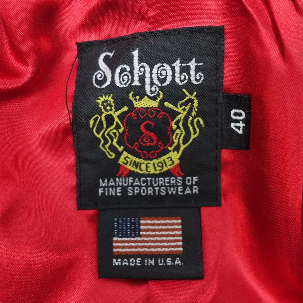 schott ショット 740C USA製 PEACOAT LEATHER PIPING ウール ピーコート レザーパイピング 40【中古】