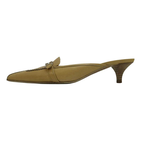 HERMES エルメス Hロゴ ミュール ライトブラウン系 36 1/2【中古】