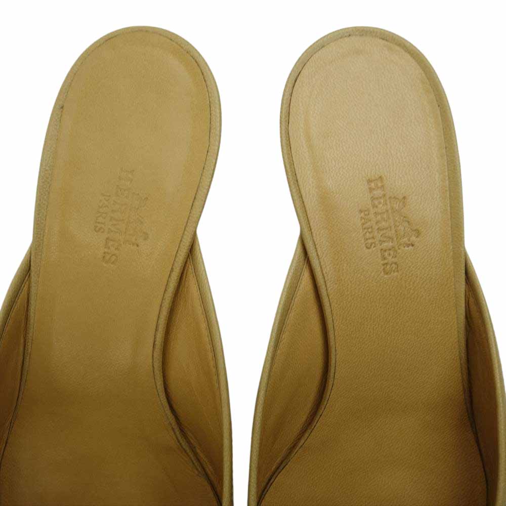 HERMES エルメス Hロゴ ミュール ライトブラウン系 36 1/2【中古】