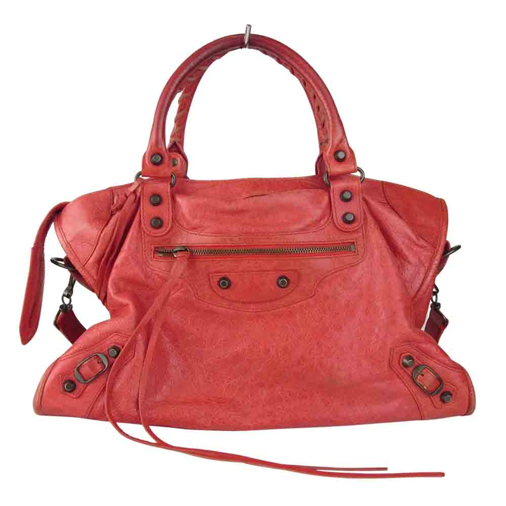 BALENCIAGA バレンシアガ シティ ハンドバッグ レッド系【中古】