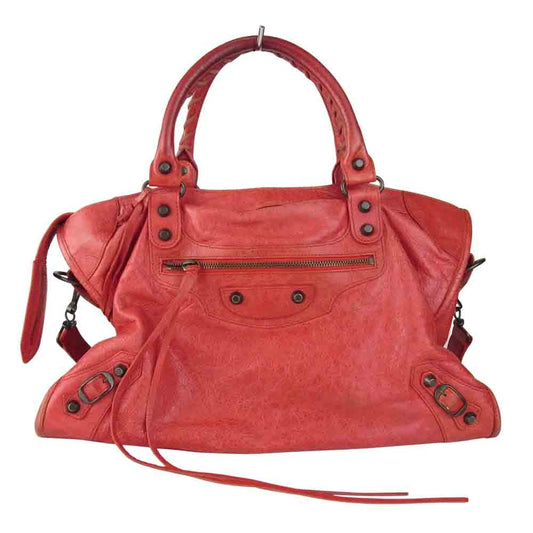 BALENCIAGA バレンシアガ シティ ハンドバッグ レッド系【中古】