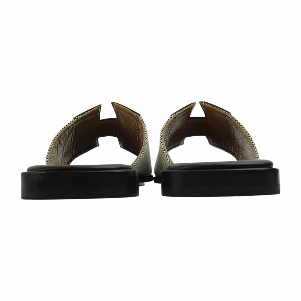 HERMES エルメス Hロゴ サンダル ブラック系 41【極上美品】【中古】