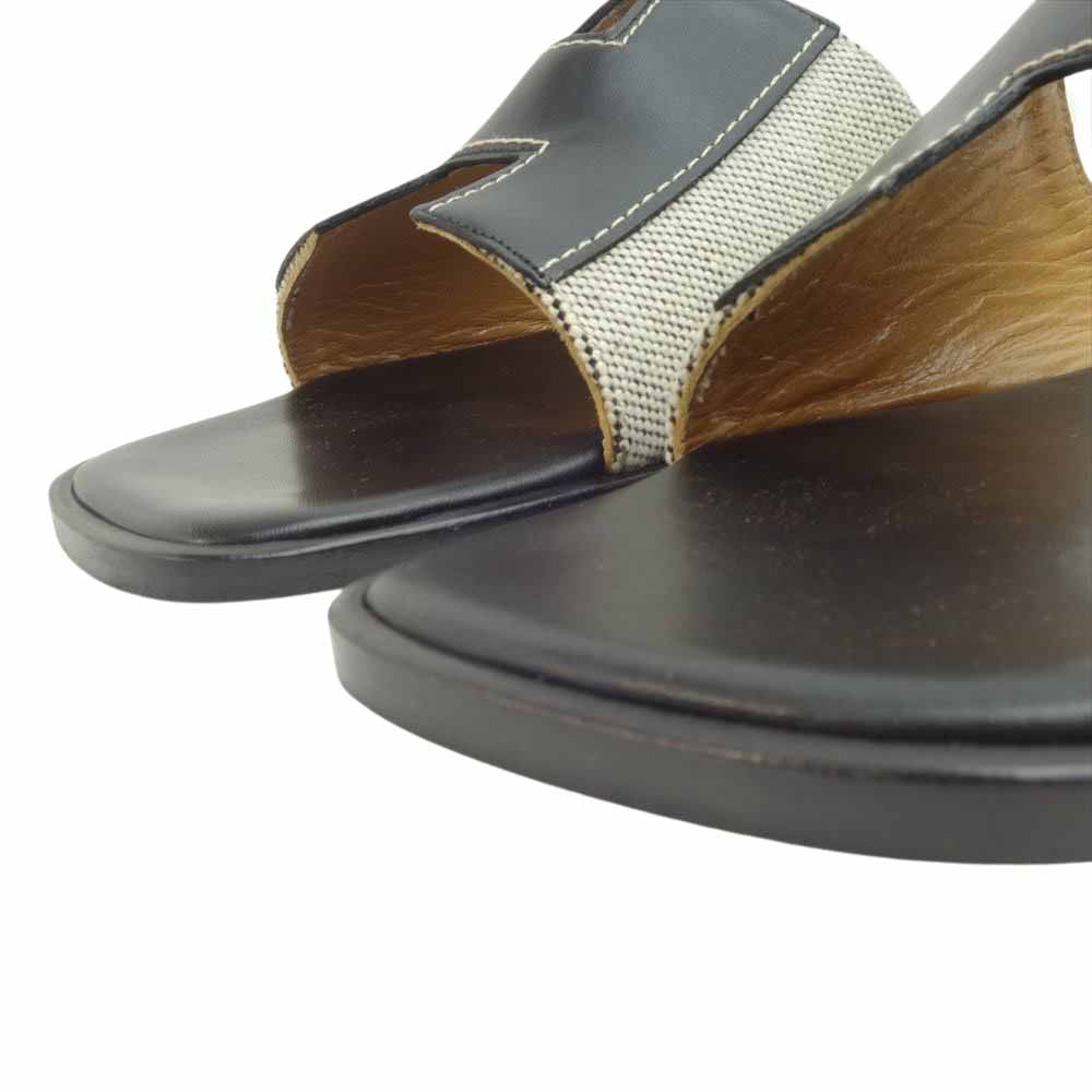 HERMES エルメス Hロゴ サンダル ブラック系 41【極上美品】【中古】