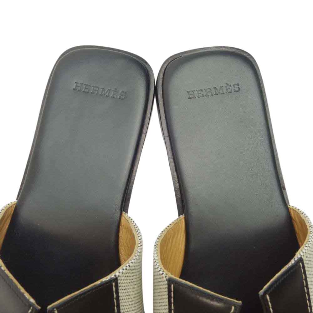 HERMES エルメス Hロゴ サンダル ブラック系 41【極上美品】【中古】