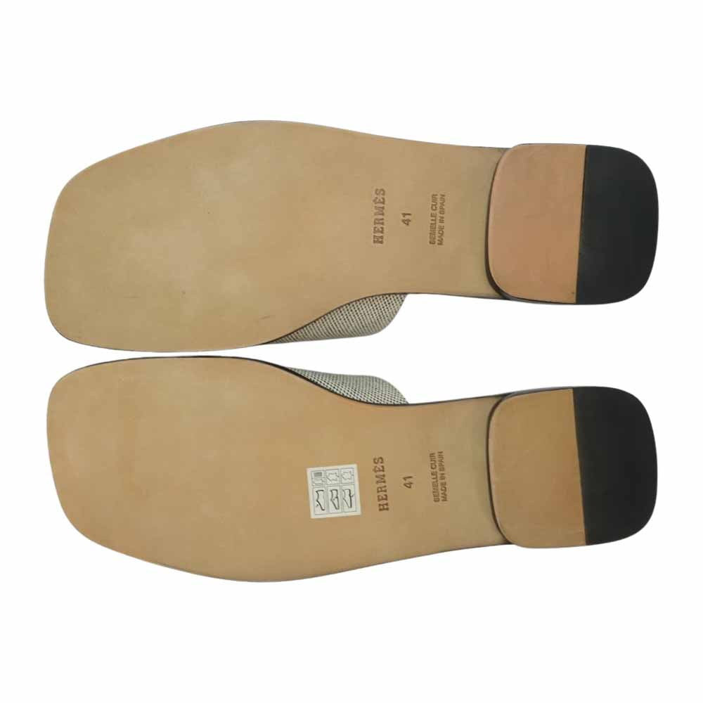 HERMES エルメス Hロゴ サンダル ブラック系 41【極上美品】【中古】