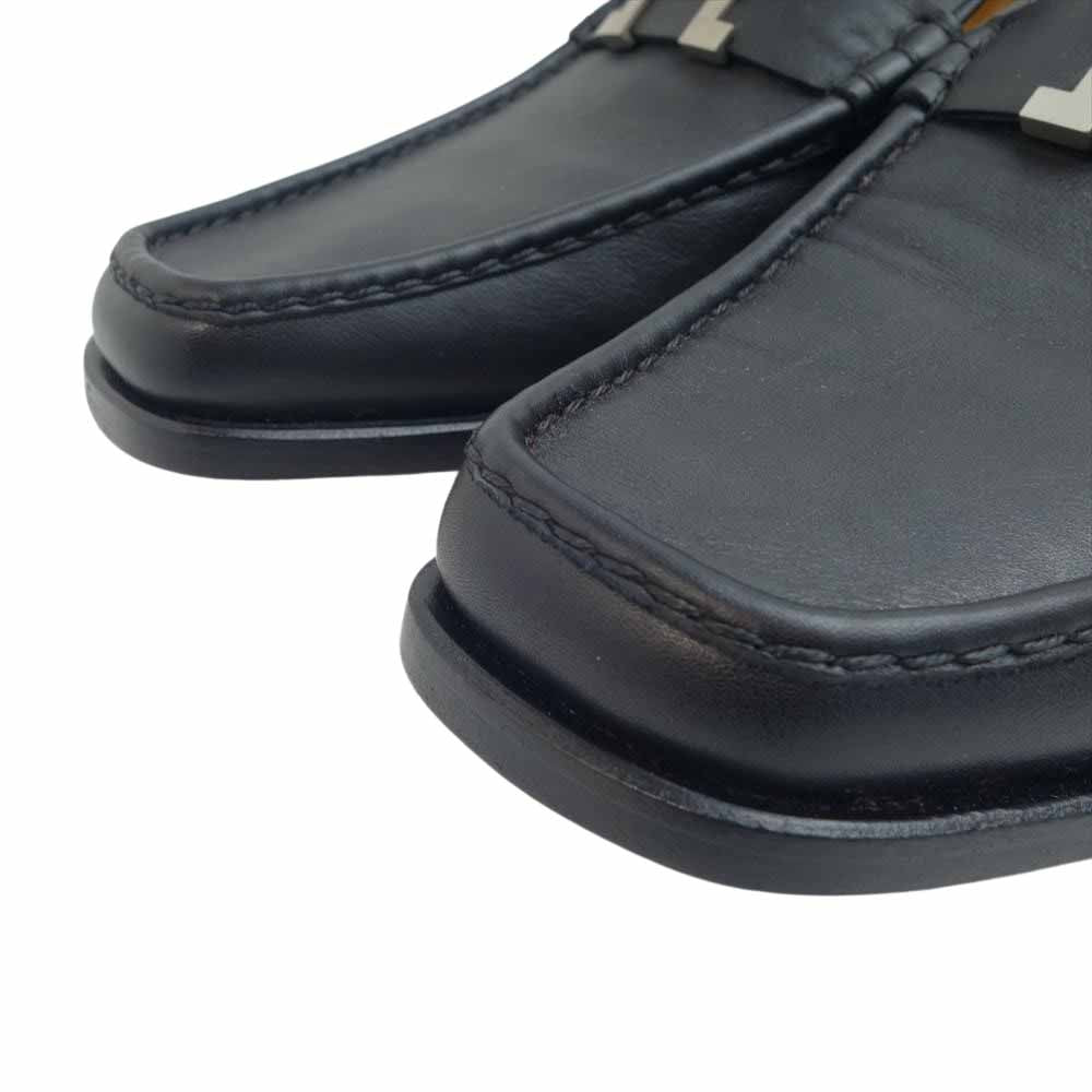 HERMES エルメス H金具 ローファー シューズ ブラック系 41 1/2【極上美品】【中古】