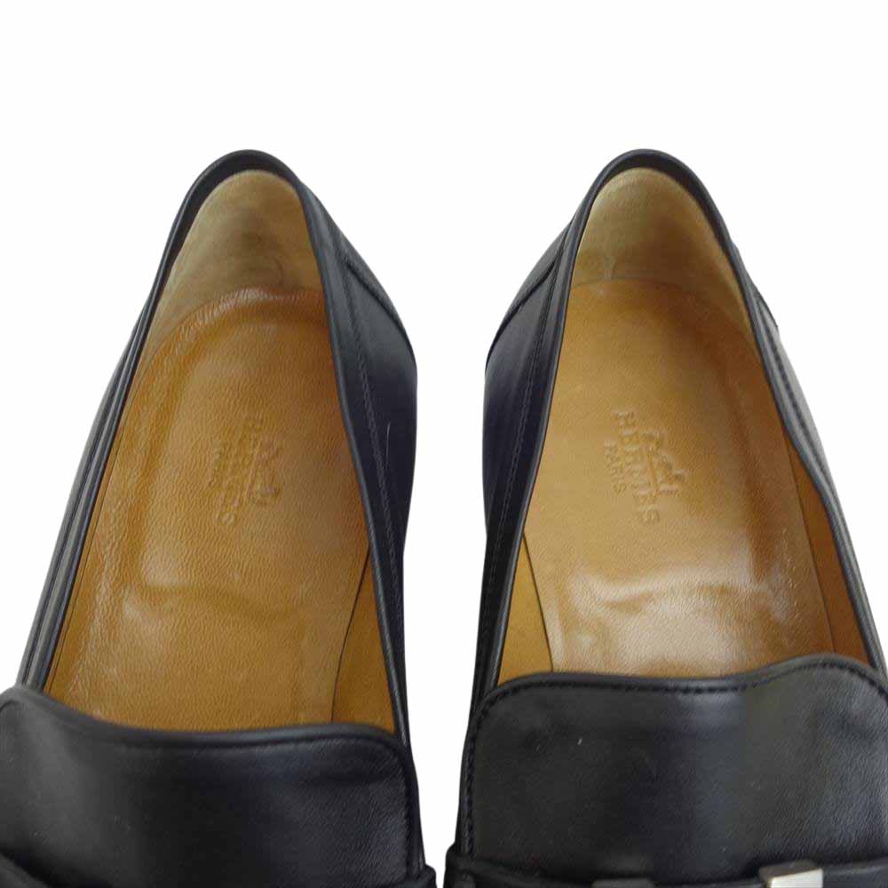 HERMES エルメス H金具 ローファー シューズ ブラック系 41 1/2【極上美品】【中古】