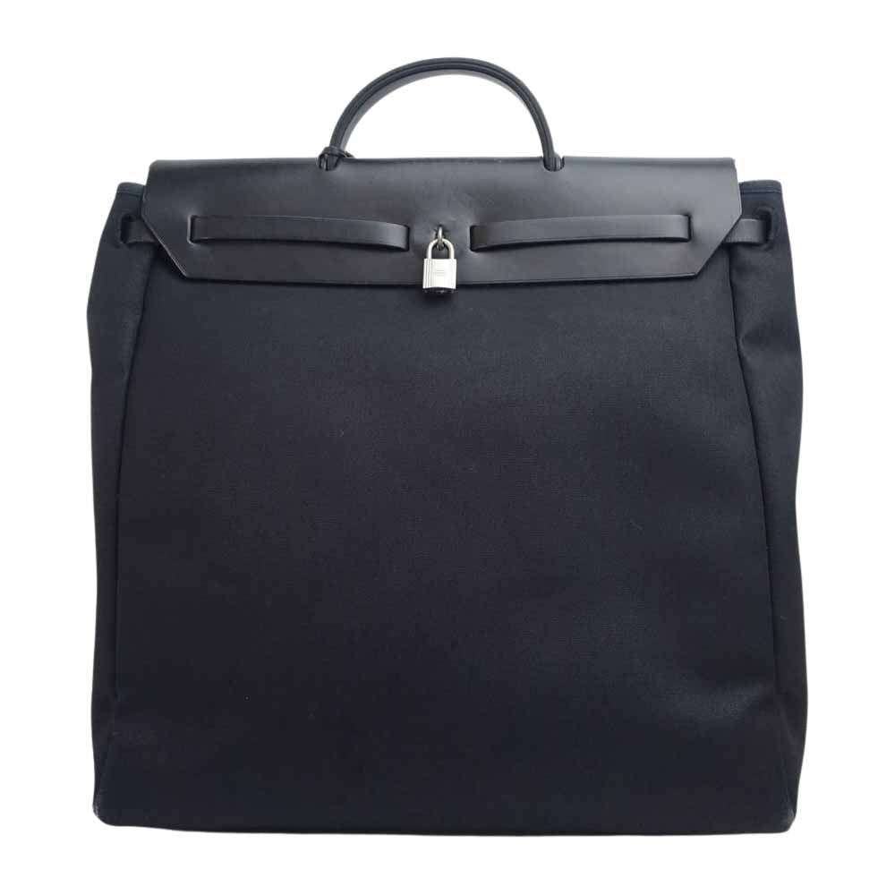 HERMES エルメス エールバッグ MM □D刻印 シルバー金具 ブラック系【中古】