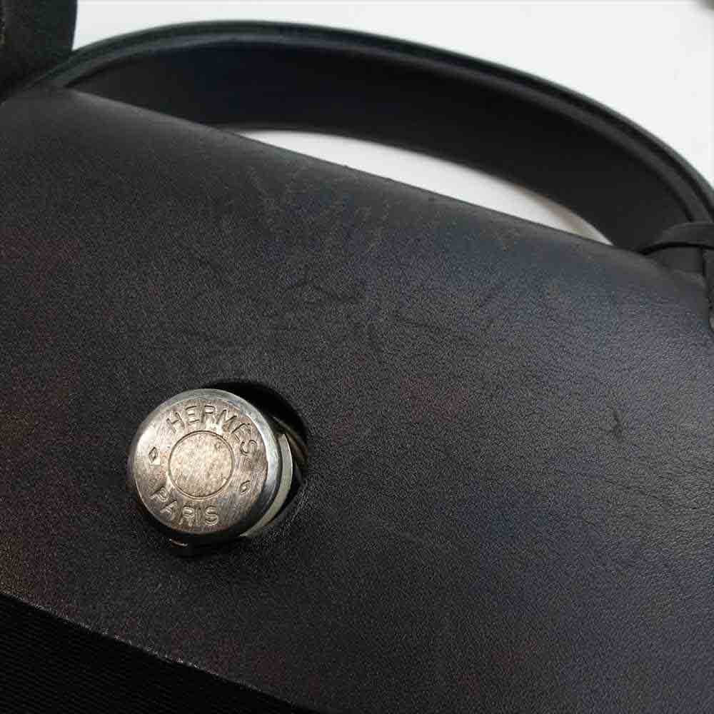 HERMES エルメス エールバッグ MM □D刻印 シルバー金具 ブラック系【中古】