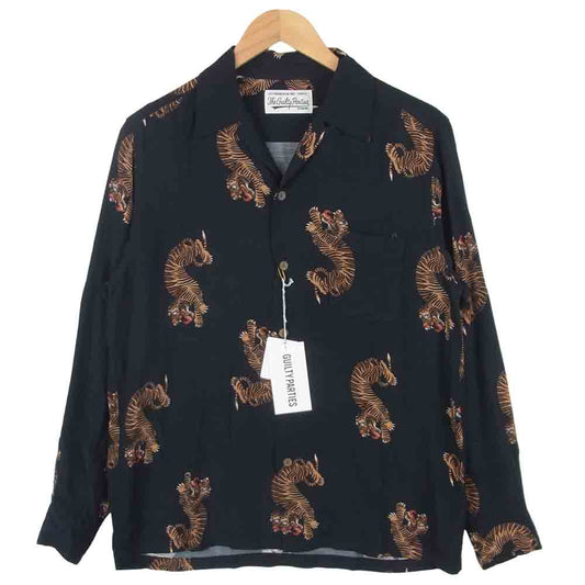 WACKO MARIA ワコマリア 20SS 20SSE-WMS-HI04 HAWAIAN SHIRTS L/S 虎 ハワイアン アロハ 長袖 シャツ ブラック系 M【美品】【中古】