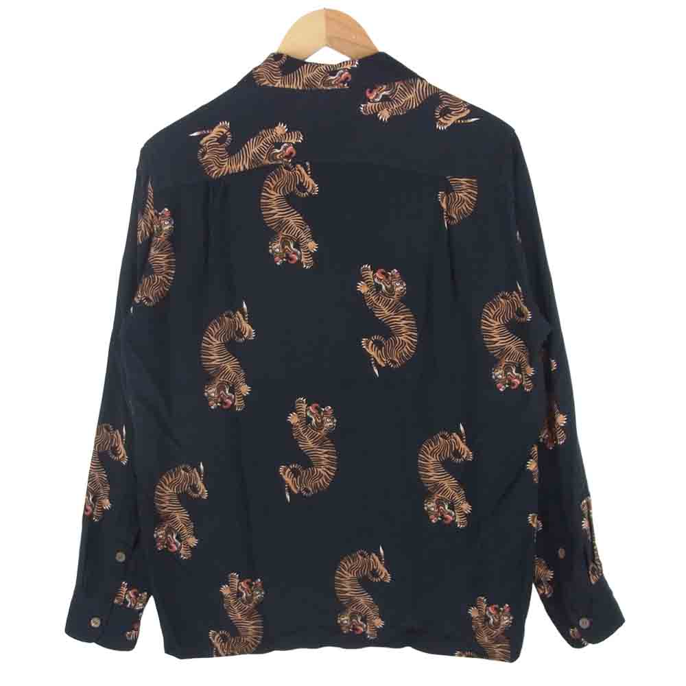 WACKO MARIA ワコマリア 20SS 20SSE-WMS-HI04 HAWAIAN SHIRTS L/S 虎 ハワイアン アロハ 長袖 シャツ ブラック系 M【美品】【中古】
