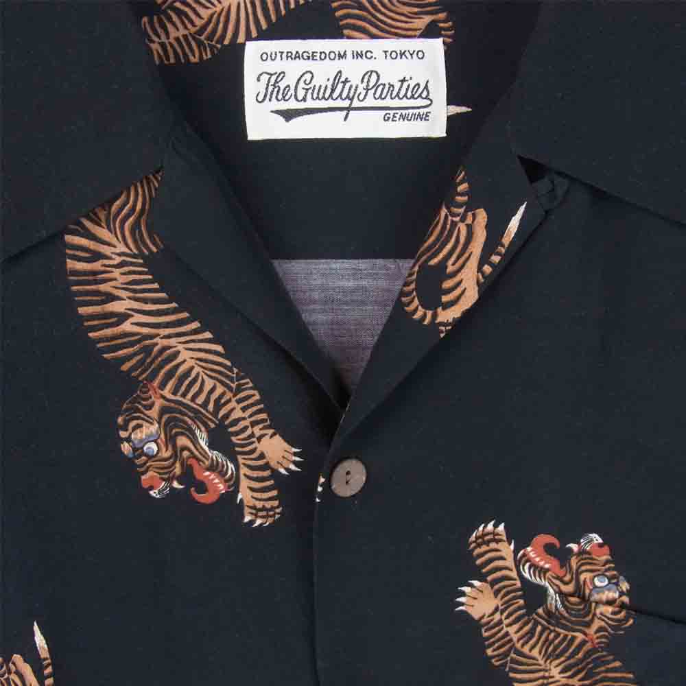 WACKO MARIA ワコマリア 20SS 20SSE-WMS-HI04 HAWAIAN SHIRTS L/S 虎 ハワイアン アロハ 長袖 シャツ ブラック系 M【美品】【中古】