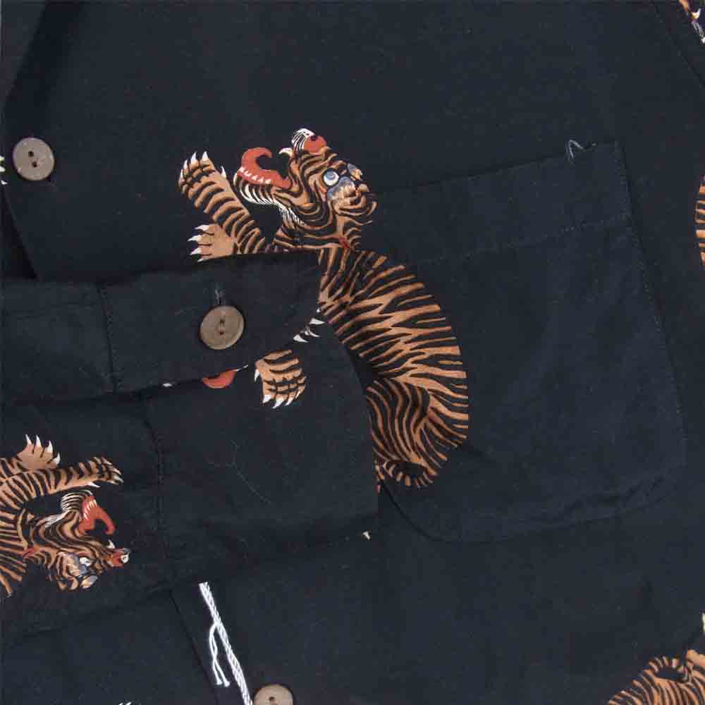 WACKO MARIA ワコマリア 20SS 20SSE-WMS-HI04 HAWAIAN SHIRTS L/S 虎 ハワイアン アロハ 長袖 シャツ ブラック系 M【美品】【中古】