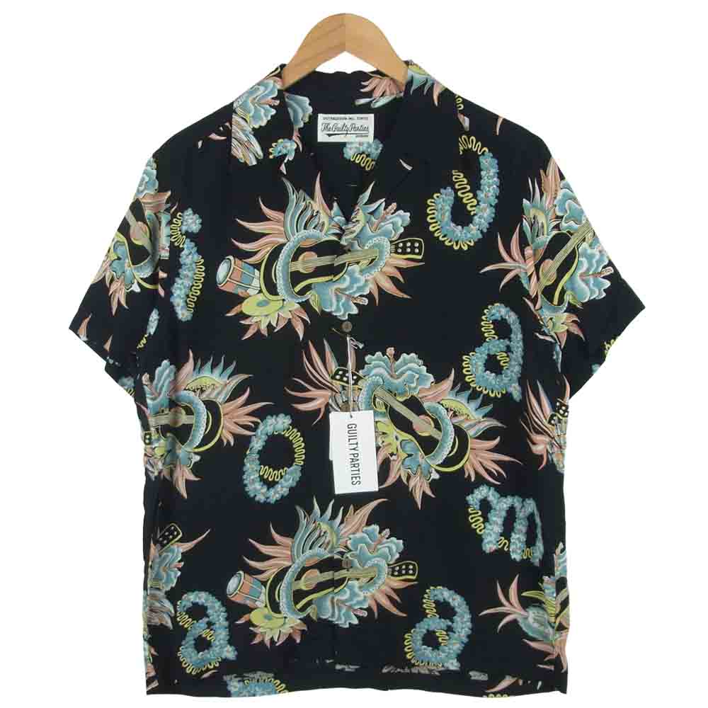 WACKO MARIA ワコマリア 18SS 18SS-WMS-HI02 JAMAICA FLOWER S/S HAWAIIAN SHIRT ジャマイカ ハワイアン アロハ 半袖 シャツ ブラック系 M【美品】【中古】