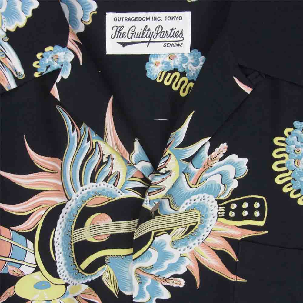 WACKO MARIA ワコマリア 18SS 18SS-WMS-HI02 JAMAICA FLOWER S/S HAWAIIAN SHIRT ジャマイカ ハワイアン アロハ 半袖 シャツ ブラック系 M【美品】【中古】