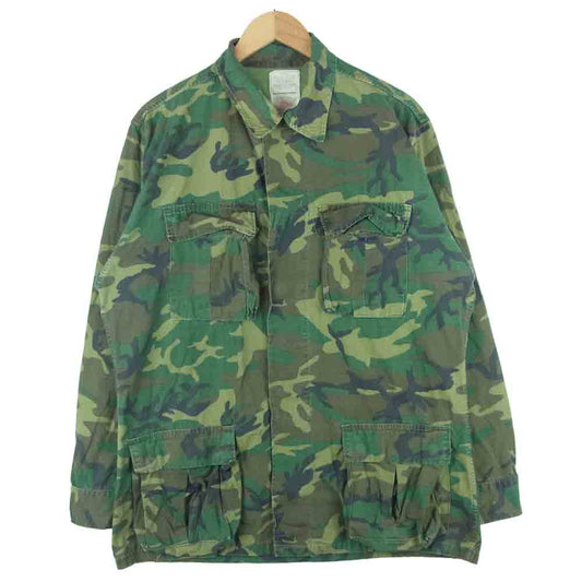 カモ柄 リップストップ ミリタリー ジャケット コットン カーキ系 M【中古】