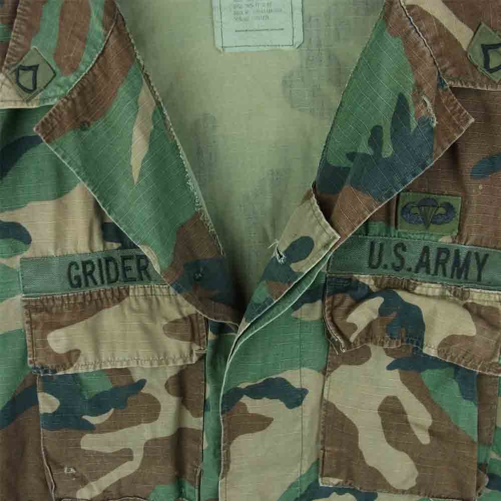 U.S.ARMY ワッペン付き カモ柄 リップストップ ミリタリー ジャケット カーキ系 L【中古】