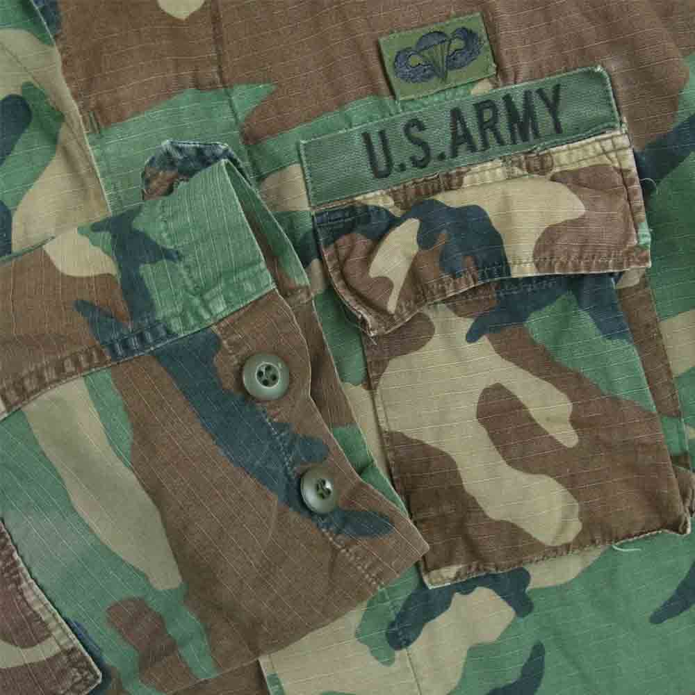 U.S.ARMY ワッペン付き カモ柄 リップストップ ミリタリー ジャケット カーキ系 L【中古】