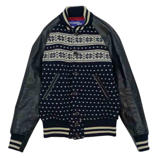 JUNYA WATANABE COMME des GARCONS MAN ジュンヤワタナベコムデギャルソンマン AD2011 WH-J050 ノルディック 雪柄 袖レザー スタジャン L【美品】【中古】