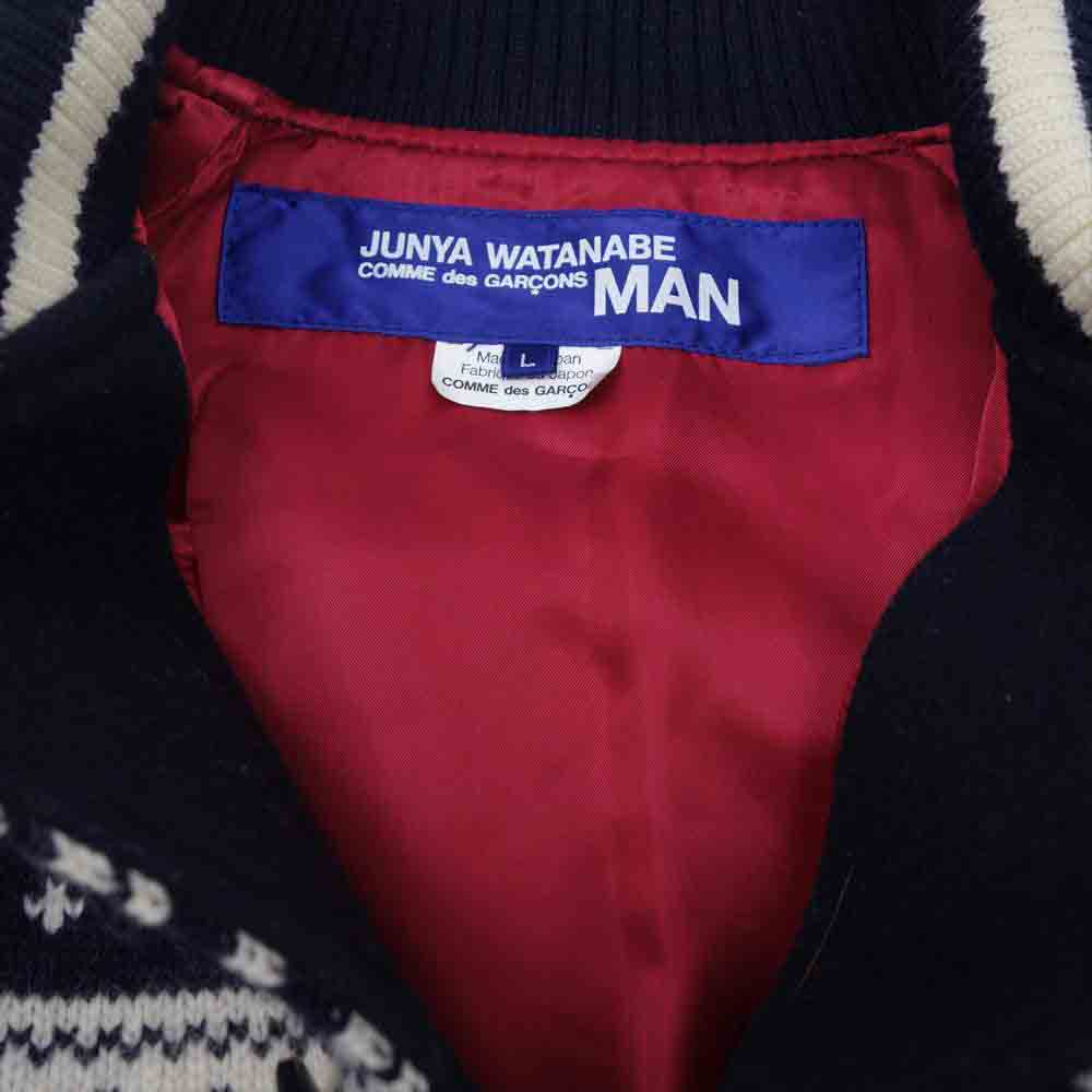 JUNYA WATANABE COMME des GARCONS MAN ジュンヤワタナベコムデギャルソンマン AD2011 WH-J050 ノルディック 雪柄 袖レザー スタジャン L【美品】【中古】