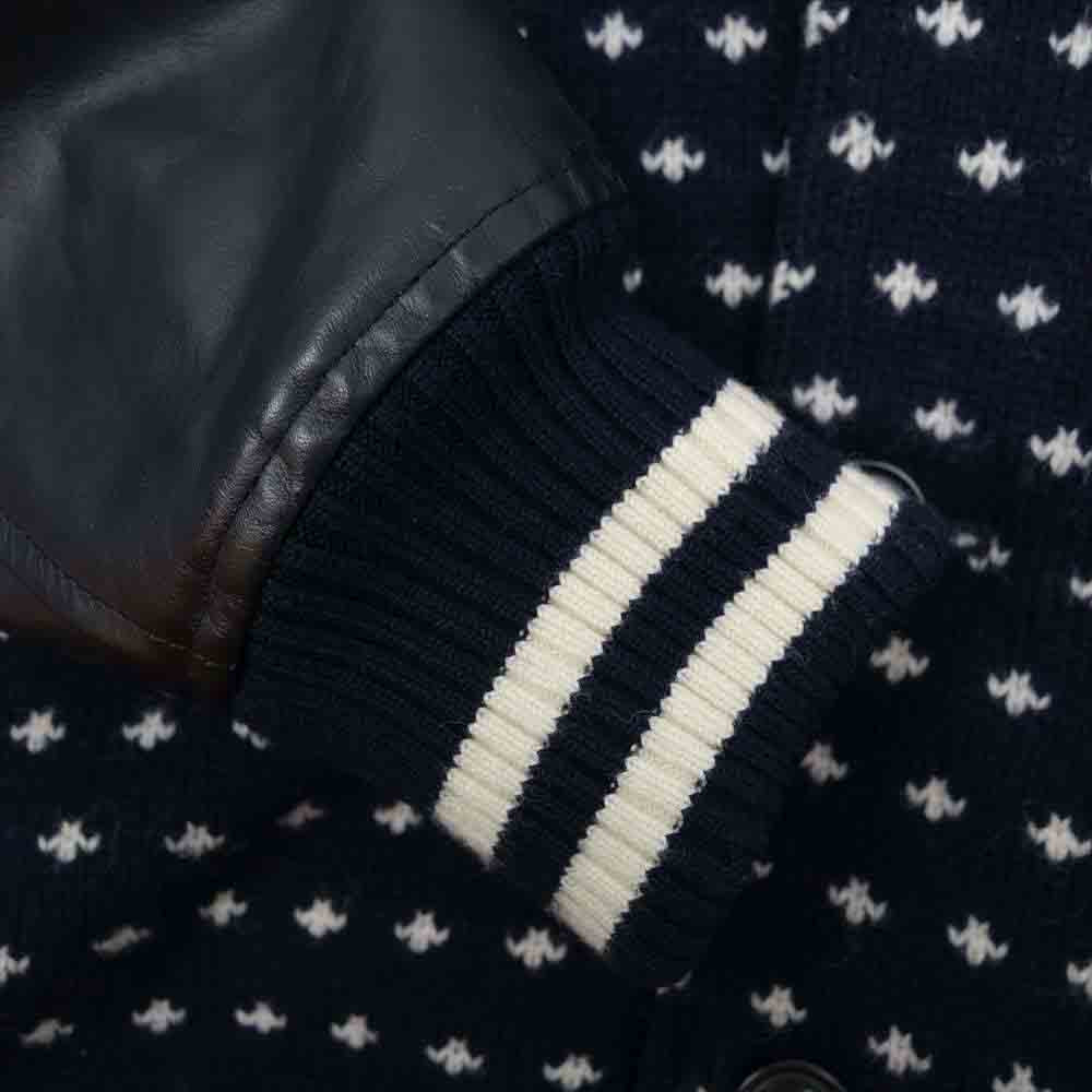 JUNYA WATANABE COMME des GARCONS MAN ジュンヤワタナベコムデギャルソンマン AD2011 WH-J050 ノルディック 雪柄 袖レザー スタジャン L【美品】【中古】