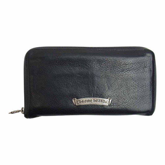 CHROME HEARTS クロムハーツ（原本無） REC F ZIP2 SCRL LABEL スクロールラベル ラウンドファスナー ウォレット ブラック系【中古】