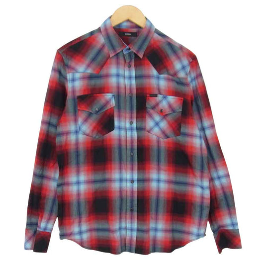 DIESEL ディーゼル 国内正規品 長袖 チェック シャツ レッド系 M【美品】【中古】