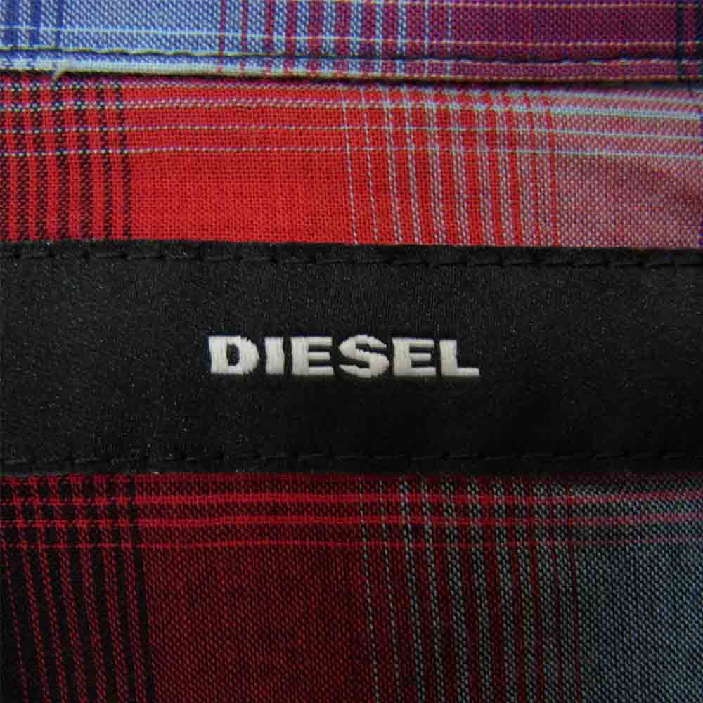DIESEL ディーゼル 国内正規品 長袖 チェック シャツ レッド系 M【美品】【中古】