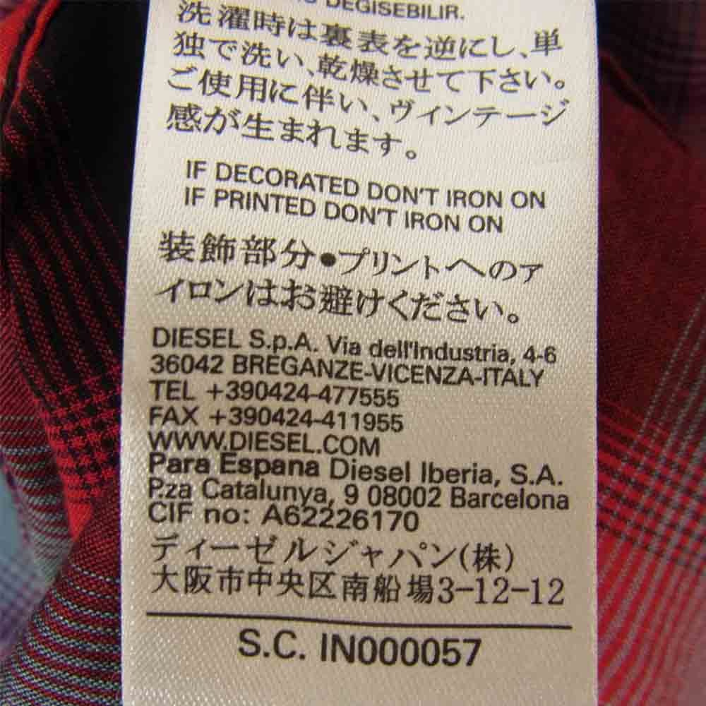DIESEL ディーゼル 国内正規品 長袖 チェック シャツ レッド系 M【美品】【中古】