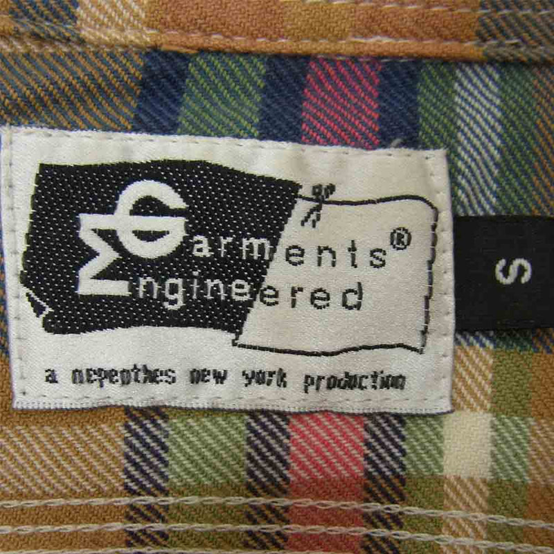 Engineered Garments エンジニアードガーメンツ チェック柄 ロングスリーブ コットン 長袖 シャツ イエロー ブラウン系 S【中古】