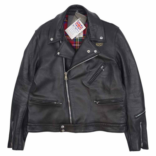 Lewis Leathers ルイスレザー 441TR Cyclone サイクロン ラットランドシープ タータンチェック レザー ライダース ジャケット ブラック系 44【極上美品】【中古】