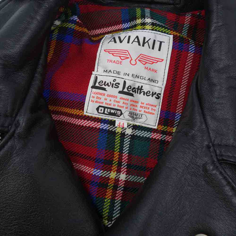 Lewis Leathers ルイスレザー 441TR Cyclone サイクロン ラットランドシープ タータンチェック レザー ライダース ジャケット ブラック系 44【極上美品】【中古】