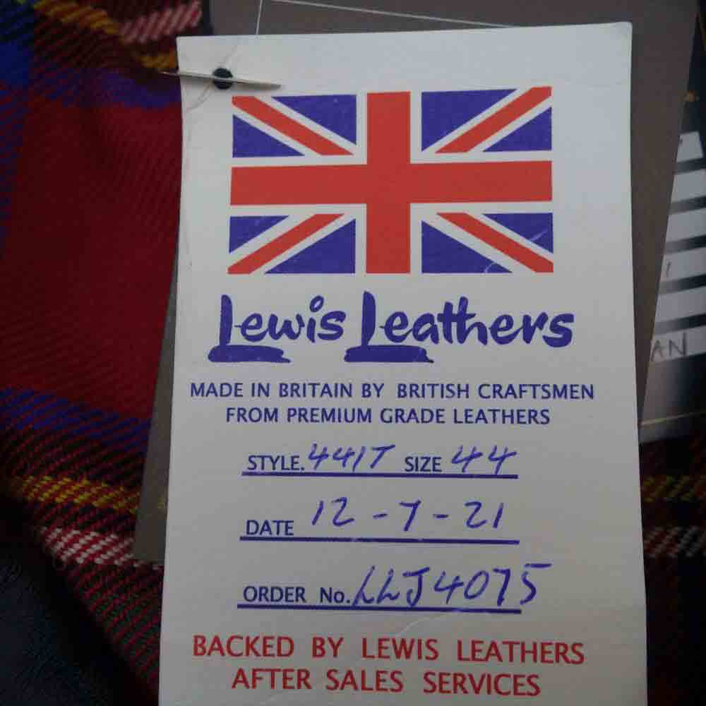 Lewis Leathers ルイスレザー 441TR Cyclone サイクロン ラットランドシープ タータンチェック レザー ライダース ジャケット ブラック系 44【極上美品】【中古】