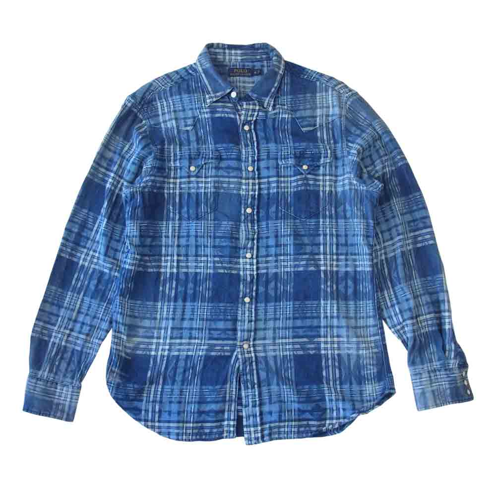 POLO RALPH LAUREN ポロ・ラルフローレン ネイティブ インディゴ チェック シャツ インディゴブルー系 M【中古】