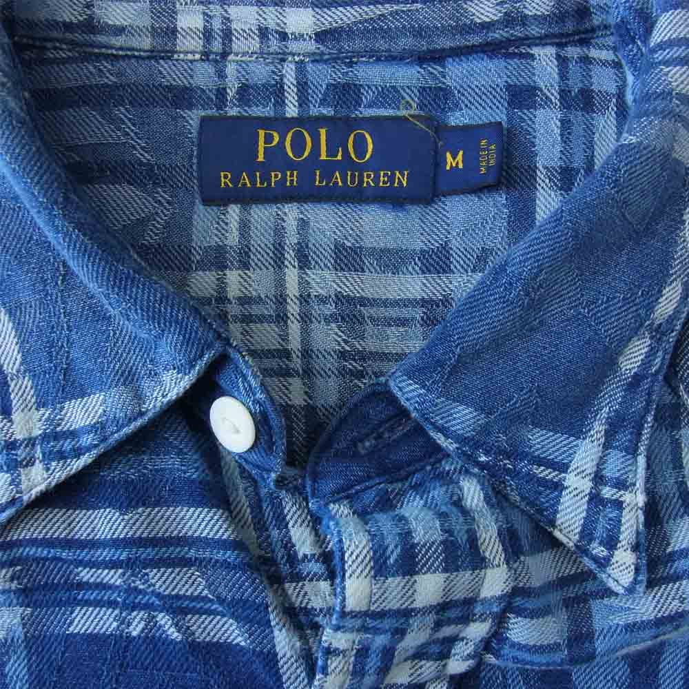 POLO RALPH LAUREN ポロ・ラルフローレン ネイティブ インディゴ チェック シャツ インディゴブルー系 M【中古】