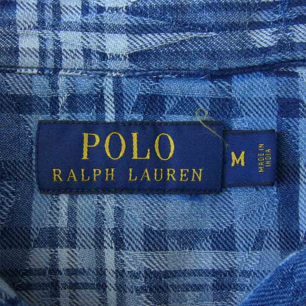 POLO RALPH LAUREN ポロ・ラルフローレン ネイティブ インディゴ チェック シャツ インディゴブルー系 M【中古】
