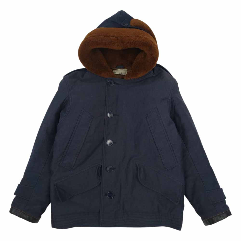 TENDERLOIN テンダーロイン T-9 JKT コットンピケ ムートン フード デッキ ジャケット  ネイビー系 40【中古】