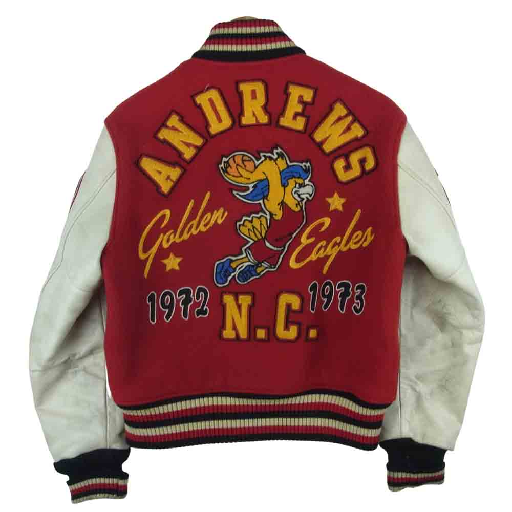 WHITESVILLE ホワイツビル WV10286/287 WOOLMELTON AWARD JACKET フルデコ スタジャン レッド系 ホワイト系 38【中古】