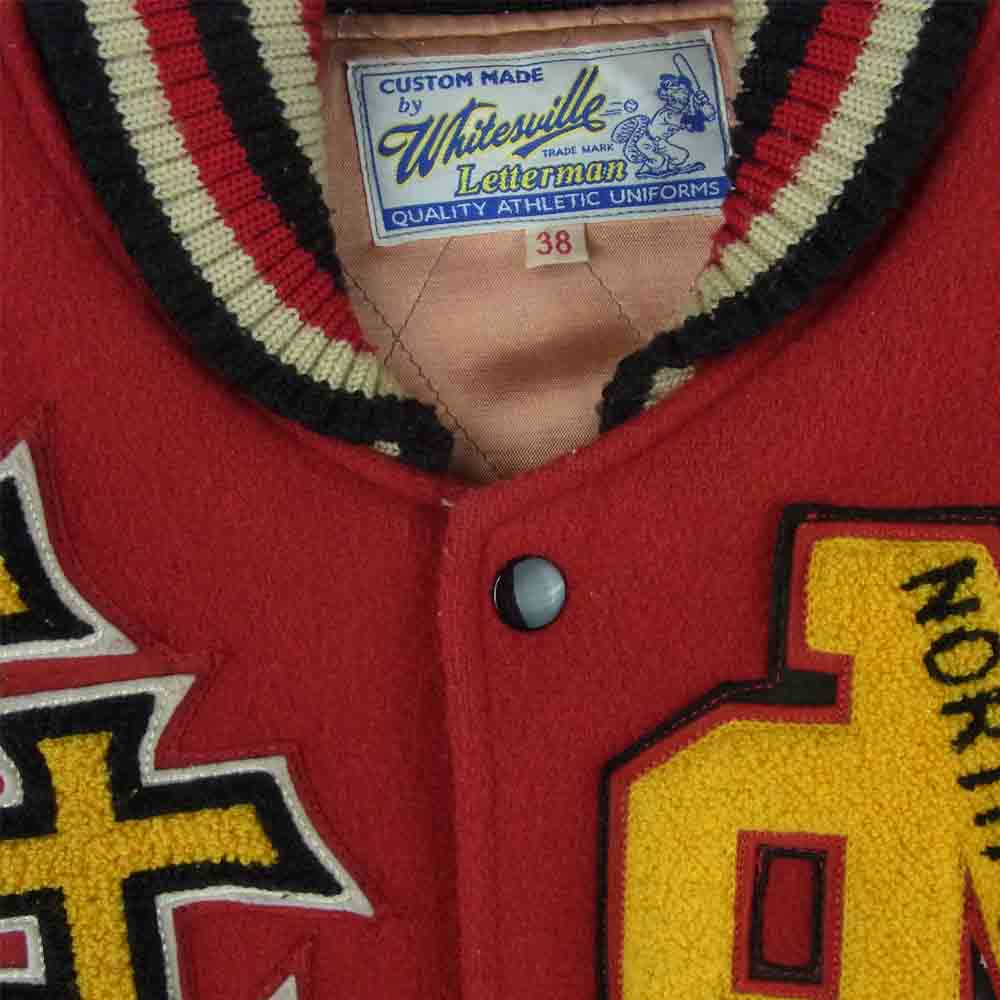 WHITESVILLE ホワイツビル WV10286/287 WOOLMELTON AWARD JACKET フルデコ スタジャン レッド系 ホワイト系 38【中古】