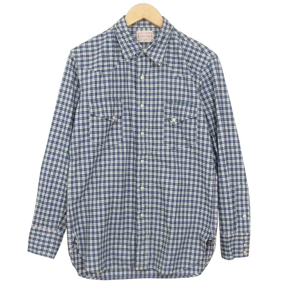 BONCOURA ボンクラ チェック ウエスタン シャツ ブルー系 40【中古】