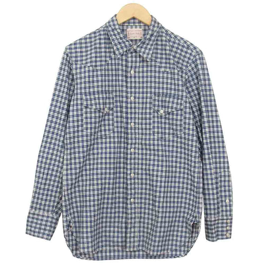 BONCOURA ボンクラ チェック ウエスタン シャツ ブルー系 40【中古】